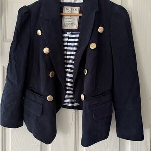 Vintage GUESS Dark Blue Blazer with Gold Accents